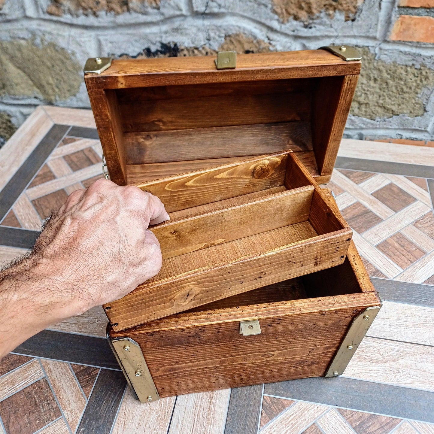 Reclaimed wood chest with tray - Doreali Studio Roma