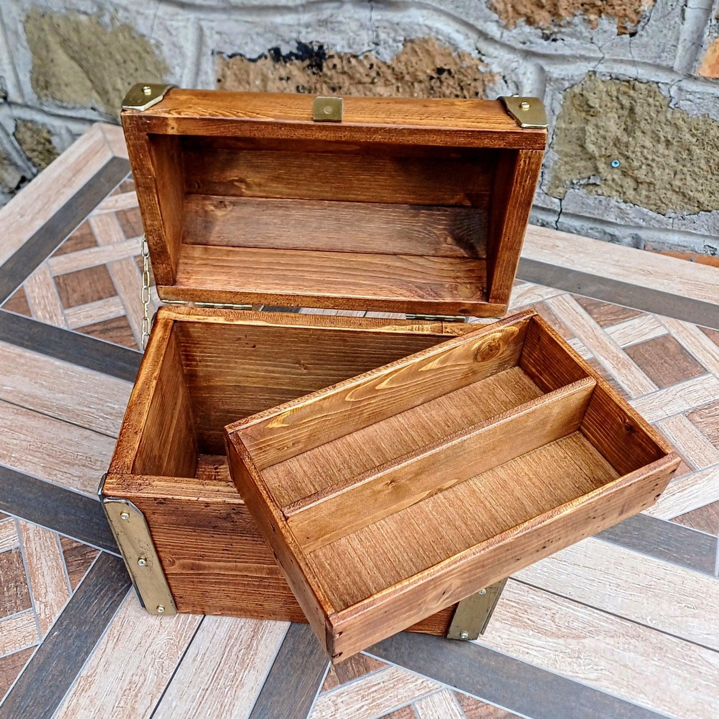 Reclaimed wood chest with tray - Doreali Studio Roma