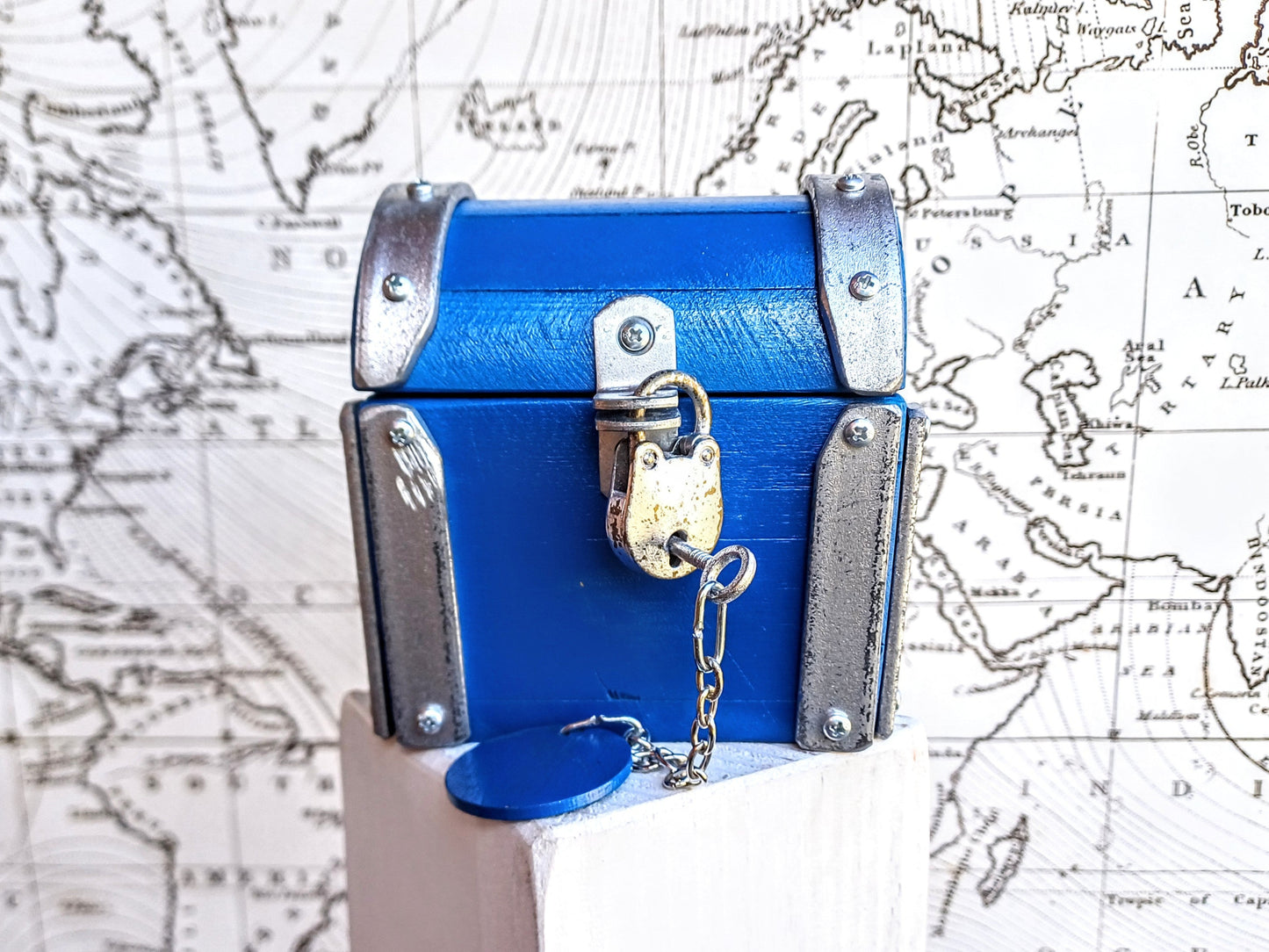Little jewelry chest , Mini Chest "Silver Blue"