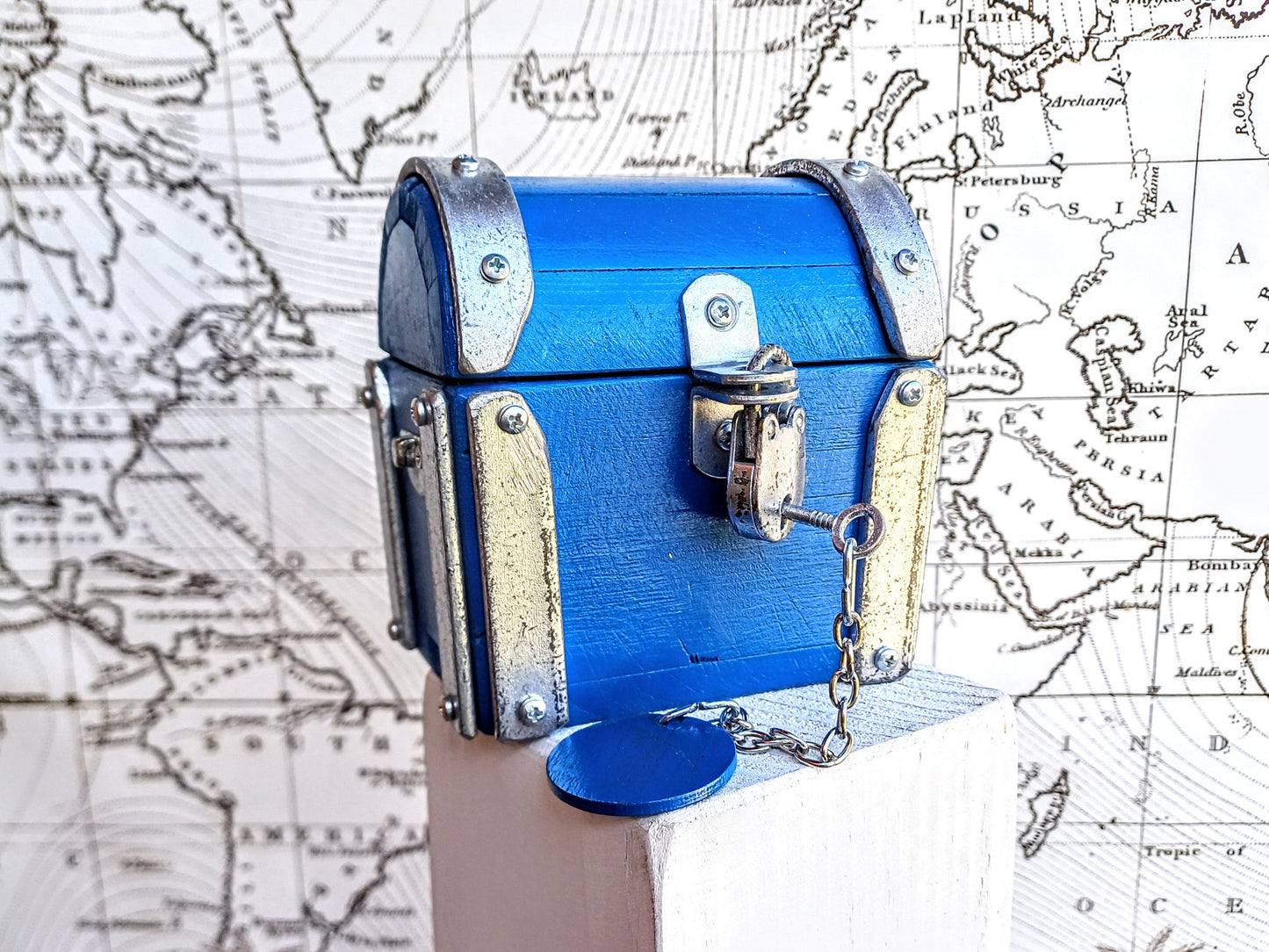 Little jewelry chest , Mini Chest "Silver Blue"