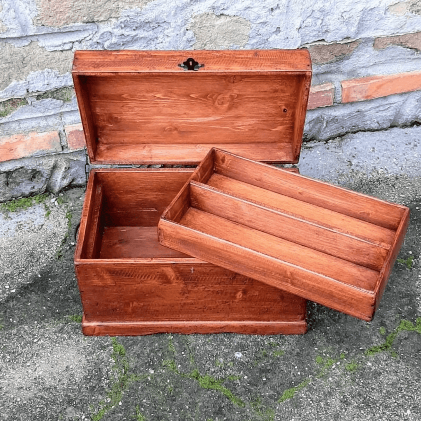 Reclaimed Wood Chest (with tray and secret compartment) - Doreali Studio Roma