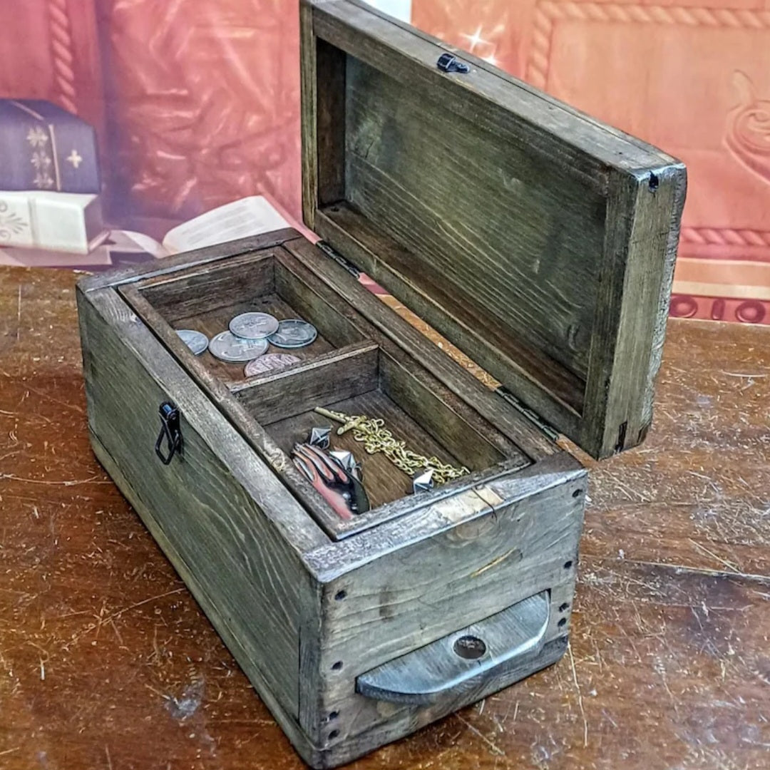 Handcrafted box with secret compartment